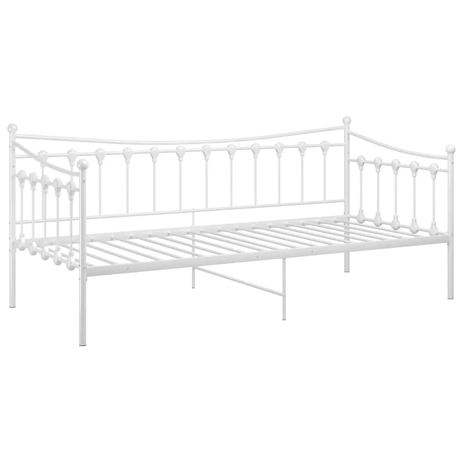 Cadre de canapé-lit sans matelas blanc métal 90x200 cm - 5
