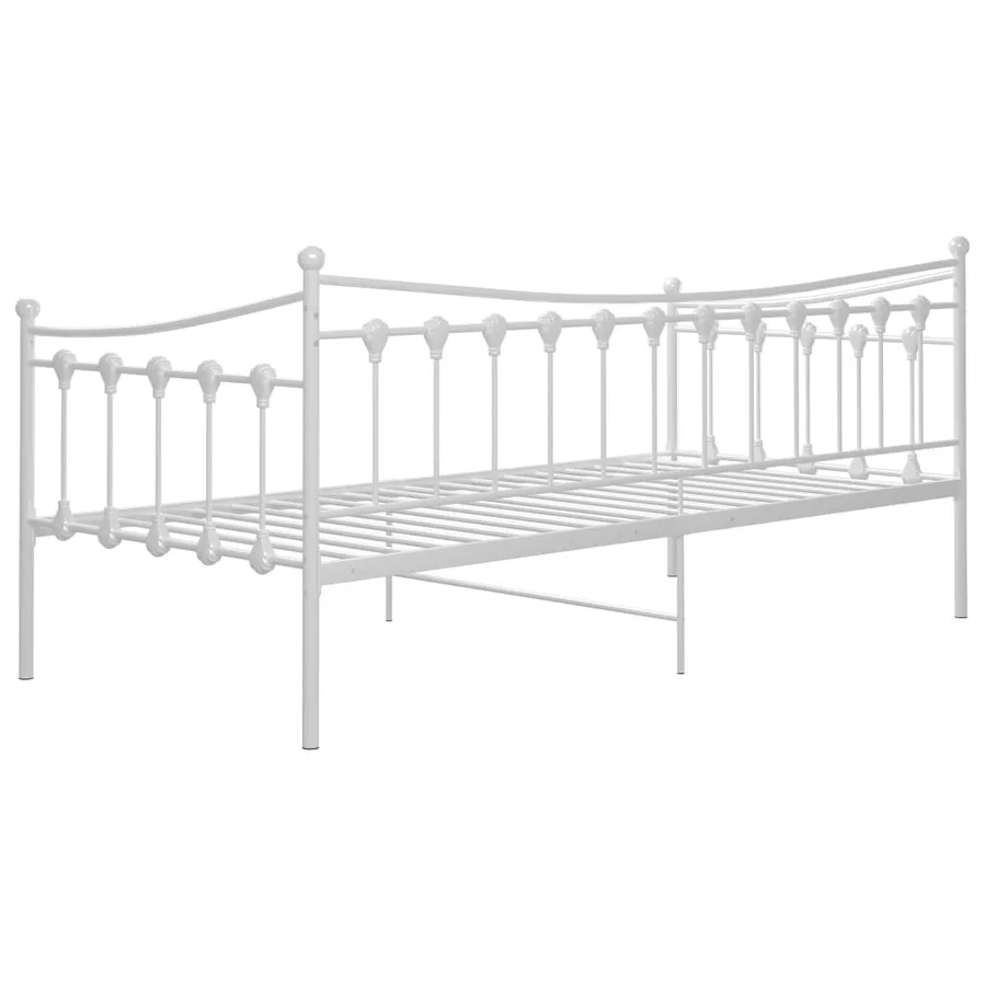 Cadre de canapé-lit sans matelas blanc métal 90x200 cm - 8