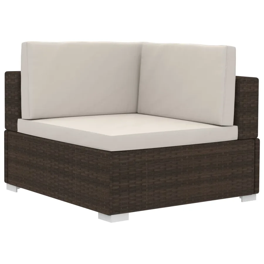 Chaises d'angles lot de 2 avec coussins Résine tressée Marron - 4