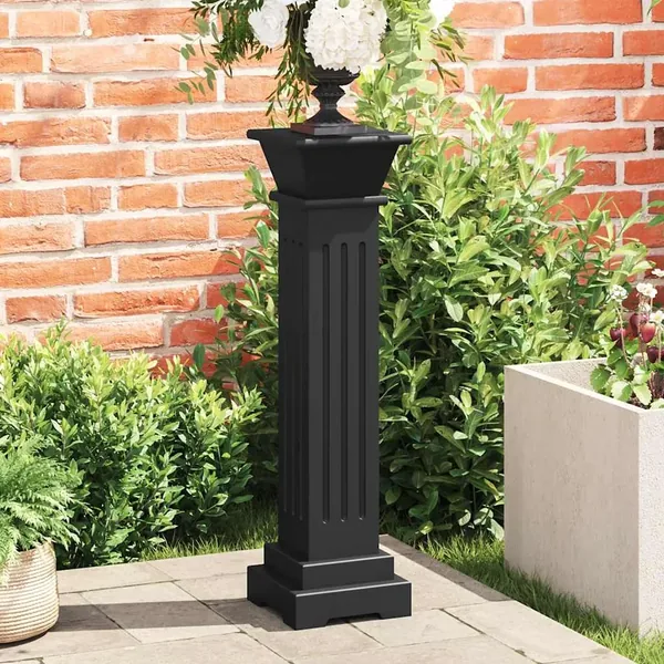 Support pilier classique carré pour plantes Noir 17x17x66cm MDF