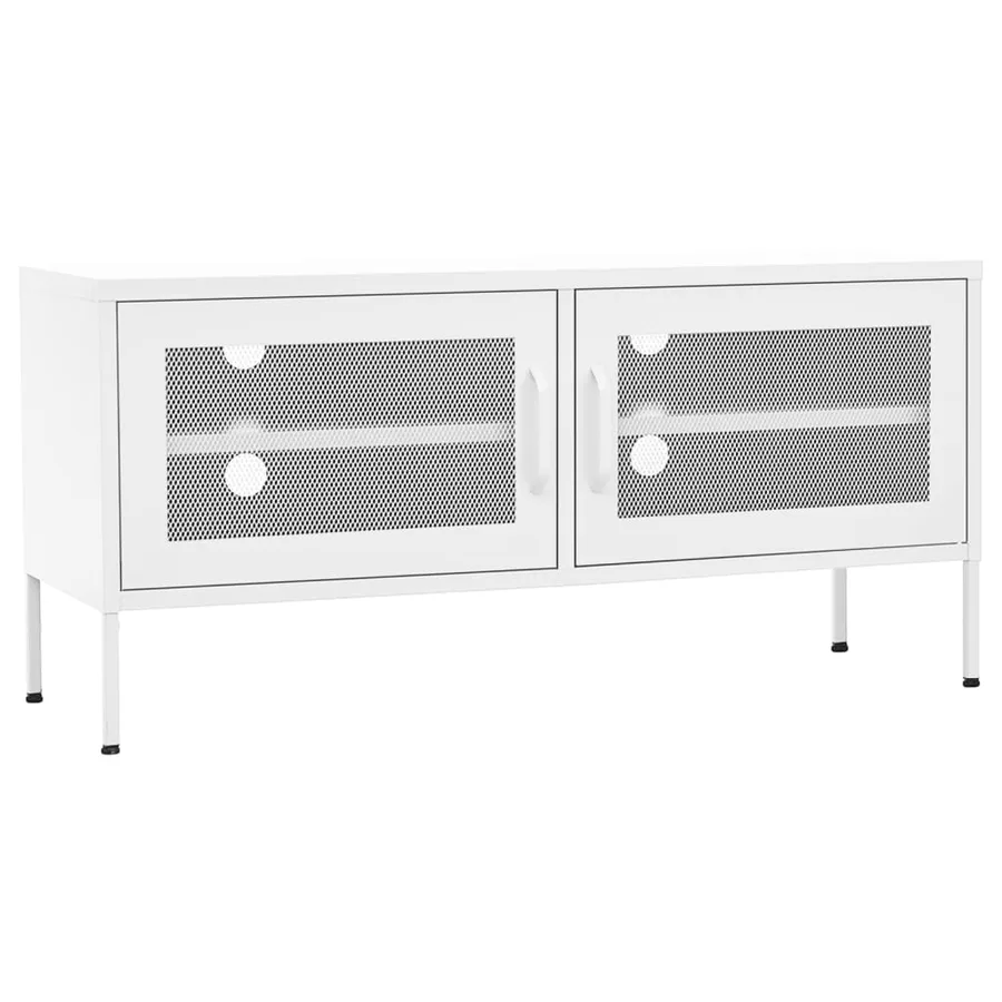 Meuble TV Blanc 105x35x50 cm Acier - 2