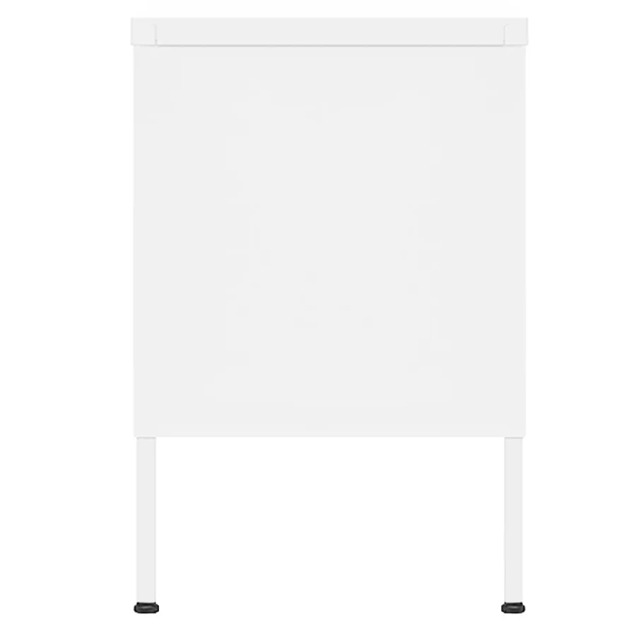 Meuble TV Blanc 105x35x50 cm Acier - 4