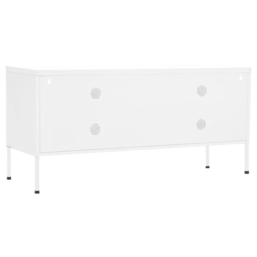 Meuble TV Blanc 105x35x50 cm Acier - 5