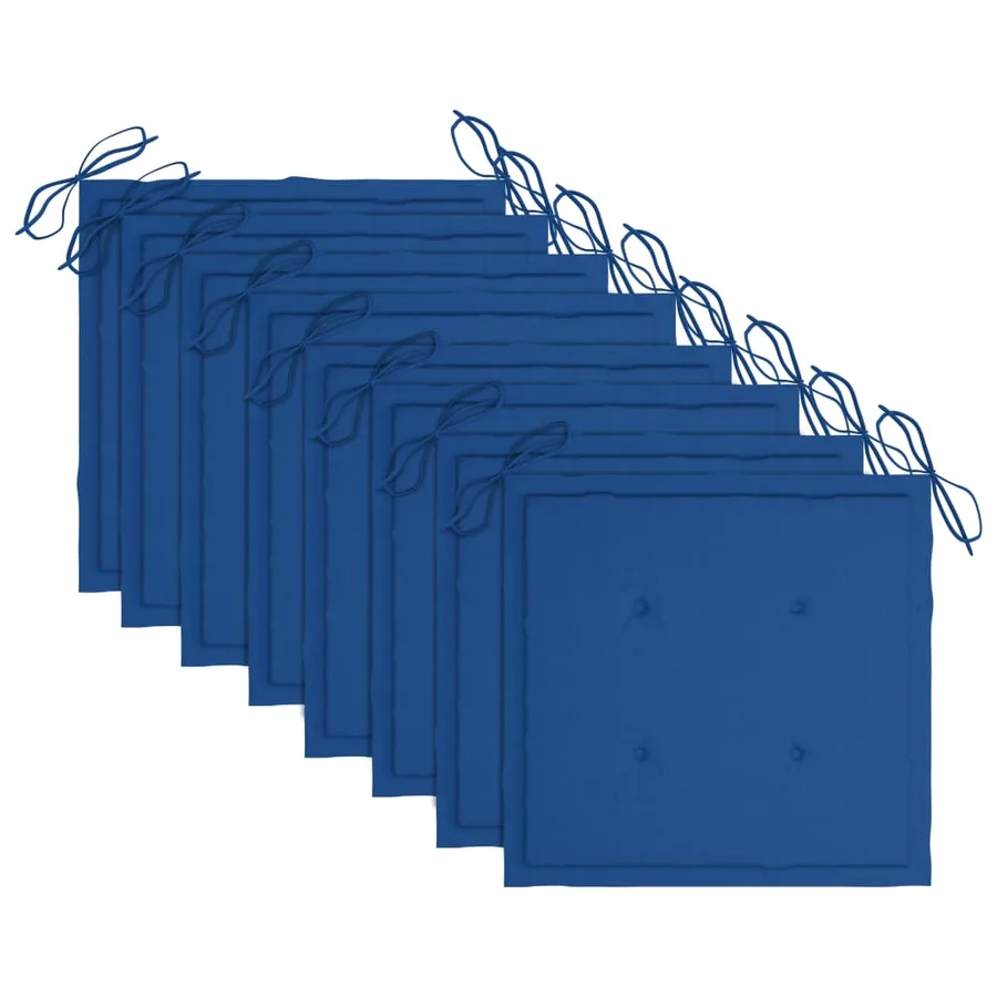 Chaises de jardin empilables avec coussins lot de 8 Teck solide - 7