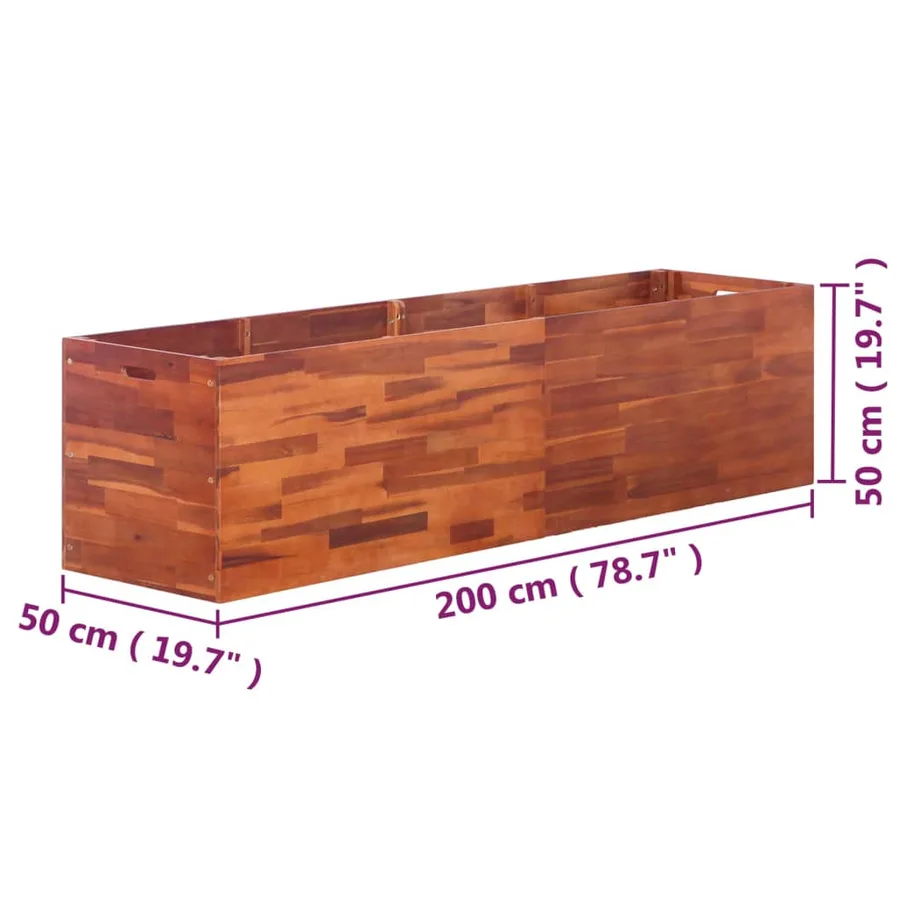 Lit surélevé de jardin Bois d'acacia 200x50x50 cm - 6