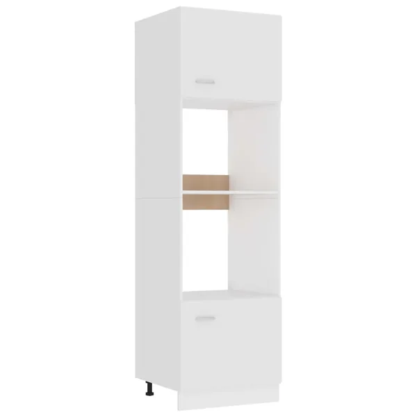 Meuble micro-ondes "Lyon" Blanc 60 x 57 x 207 cm Bois d'ingénierie