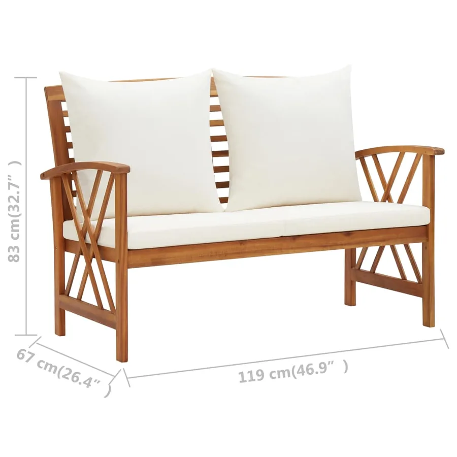 Salon de jardin 5 pcs avec coussins Bois d'acacia solide - 10