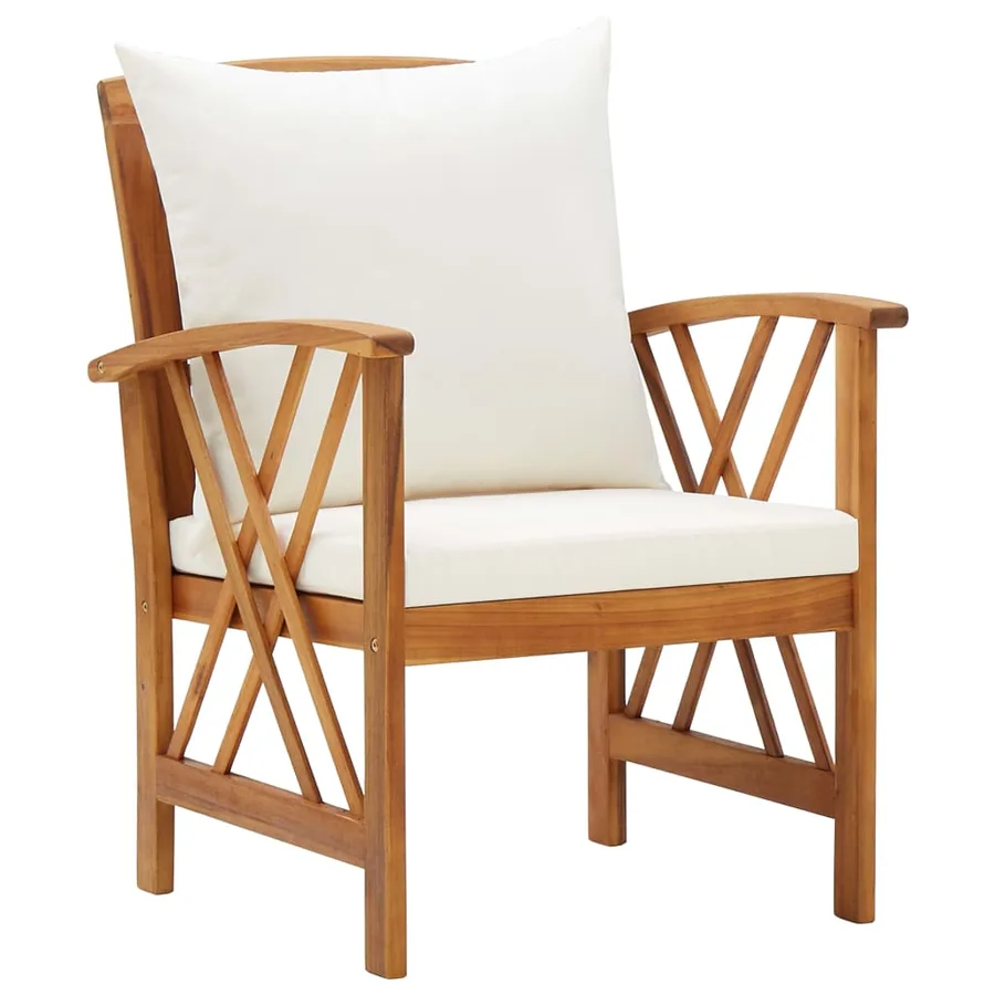 Salon de jardin 5 pcs avec coussins Bois d'acacia solide - 4