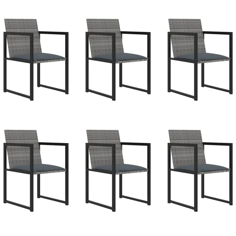 Salon de jardin 7 pcs avec coussins Résine tressée Gris - 2