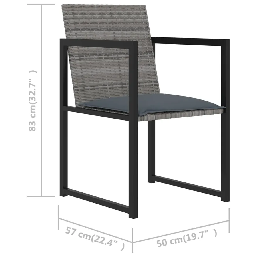 Salon de jardin 7 pcs avec coussins Résine tressée Gris - 9