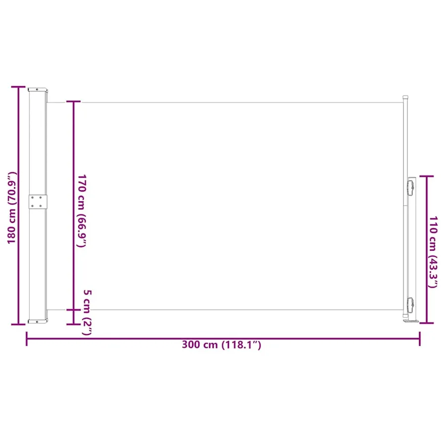 Auvent latéral rétractable de patio 180x300 cm Marron - 9