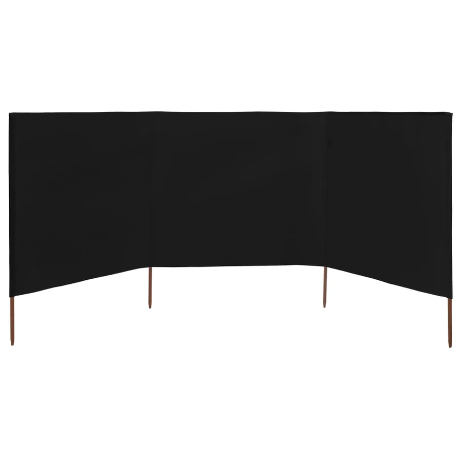 Paravent 3 panneaux Tissu 400 x 160 cm Noir - 3