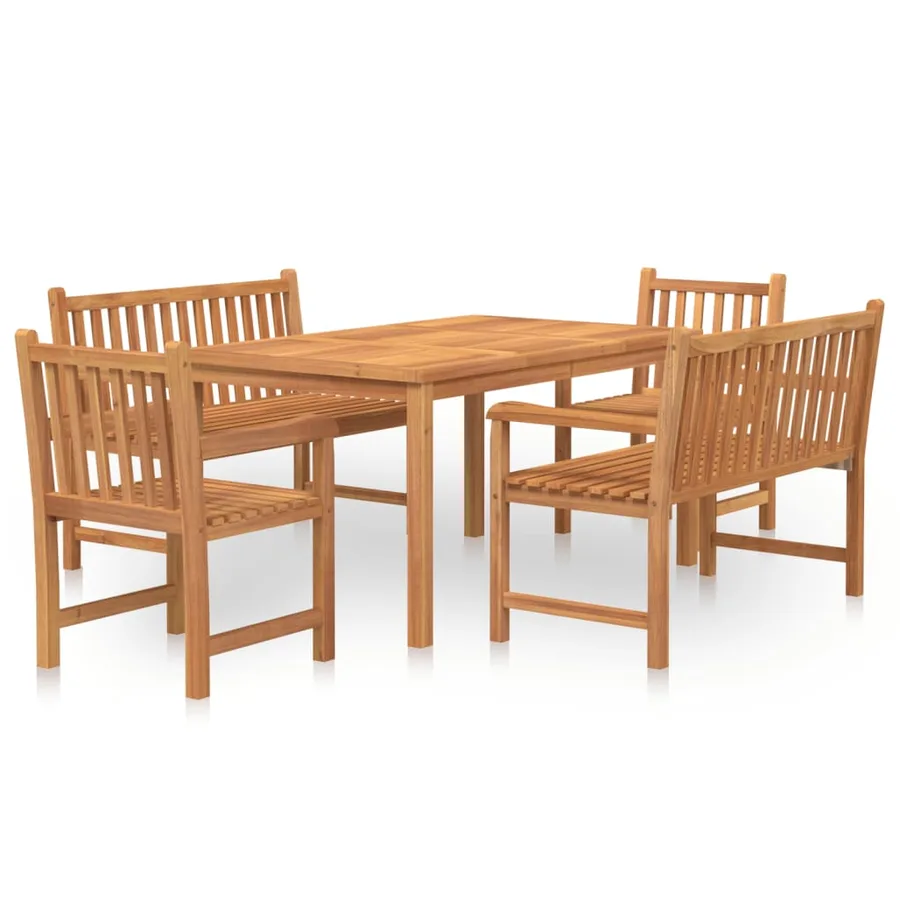 Ensemble à manger de jardin 5pcs Bois de teck massif - 2