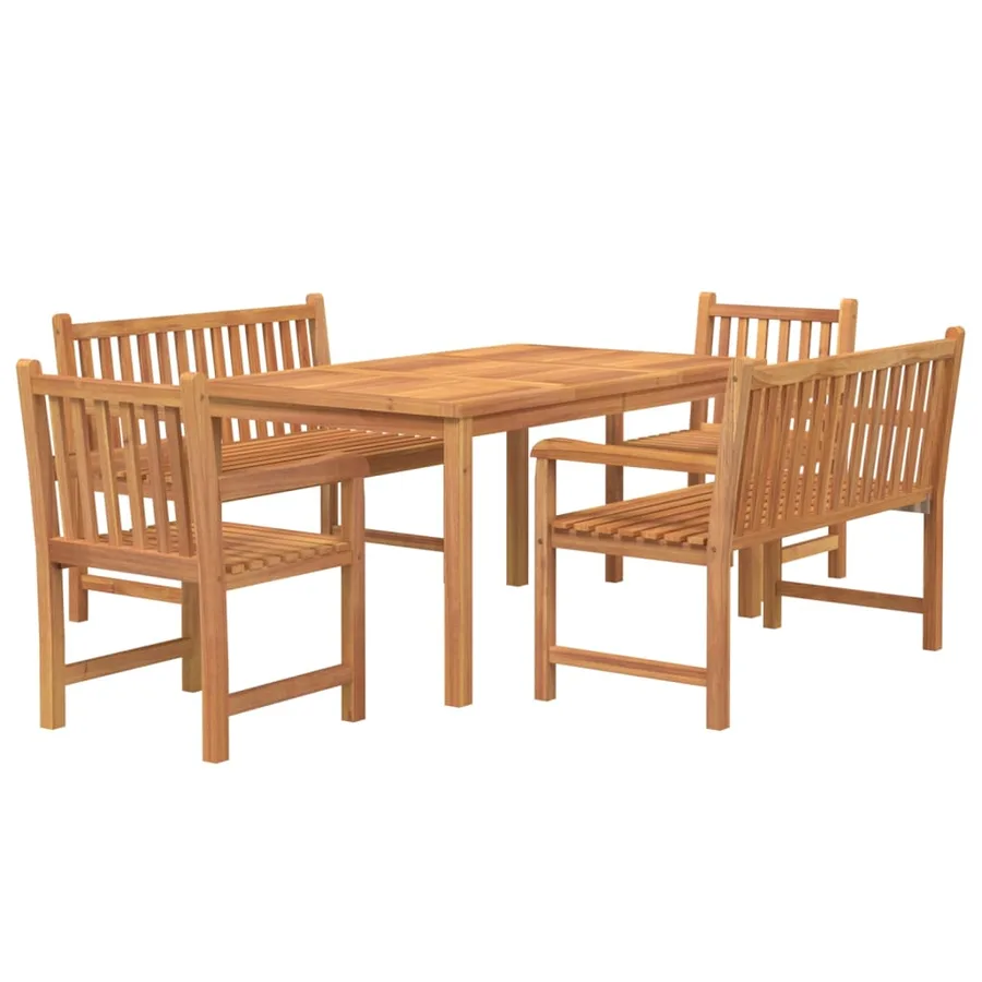 Ensemble à manger de jardin 5pcs Bois de teck massif - 3