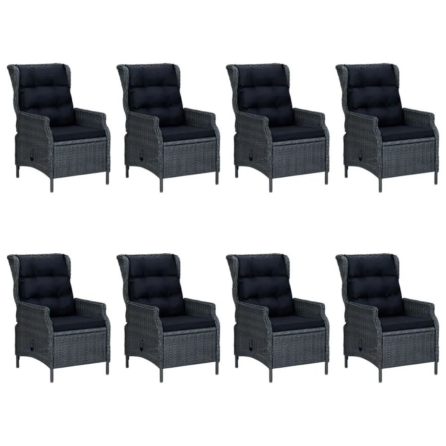 Ensemble à manger d'extérieur 9pcs et coussins rotin gris foncé - 3
