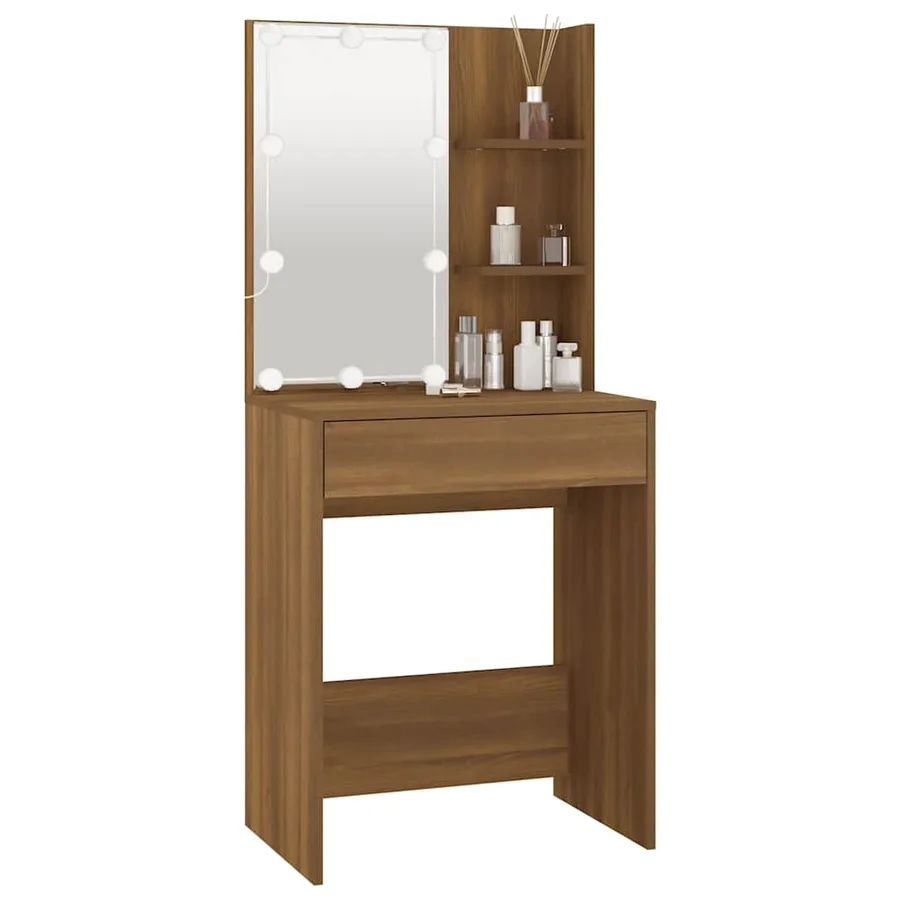 Coiffeuse avec LED Chêne marron 60x40x140 cm - 12