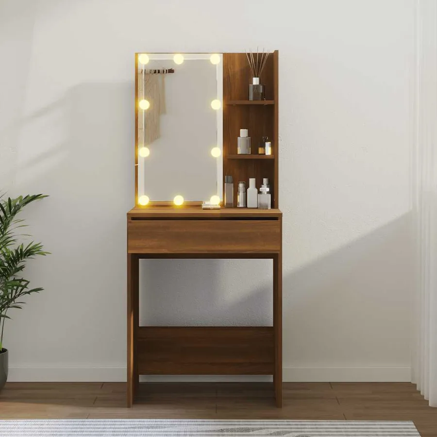 Coiffeuse avec LED Chêne marron 60x40x140 cm - 13