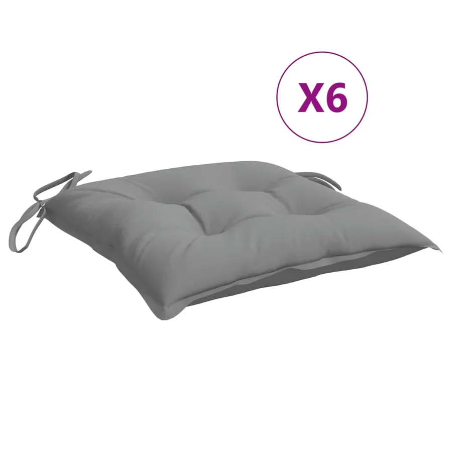 Coussins de chaise lot de 6 gris 40x40x7 cm tissu oxford - 2