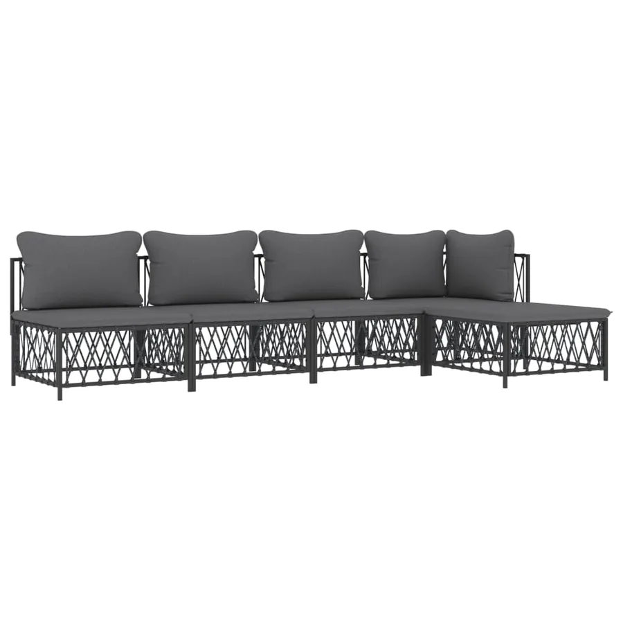 Salon de jardin avec coussins 5 pcs anthracite acier - 3