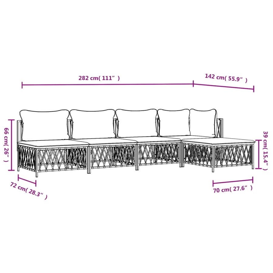 Salon de jardin avec coussins 5 pcs anthracite acier - 9