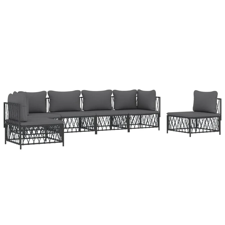 Salon de jardin avec coussins 6 pcs anthracite acier - 3