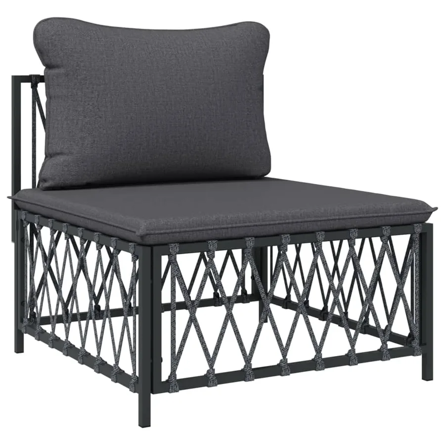 Salon de jardin avec coussins 6 pcs anthracite acier - 5