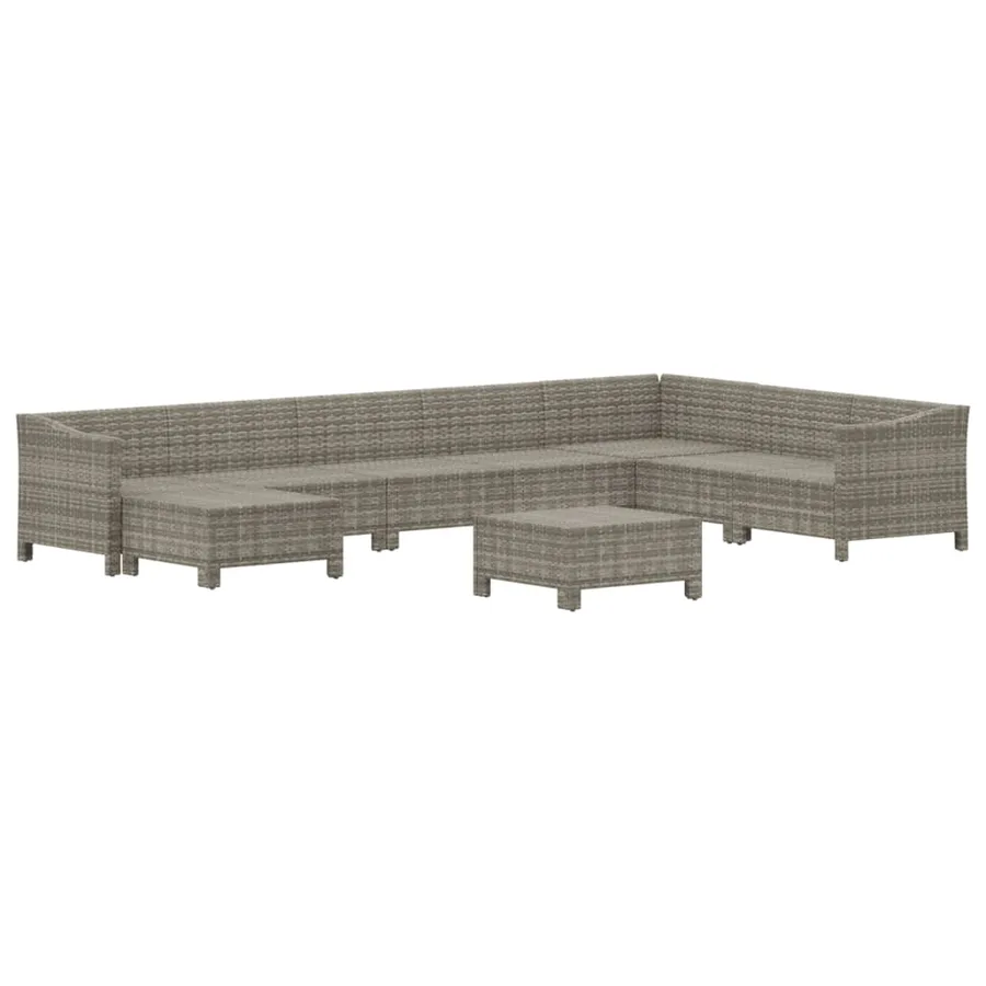 Salon de jardin 9 pcs avec coussins Gris Résine tressée - 4