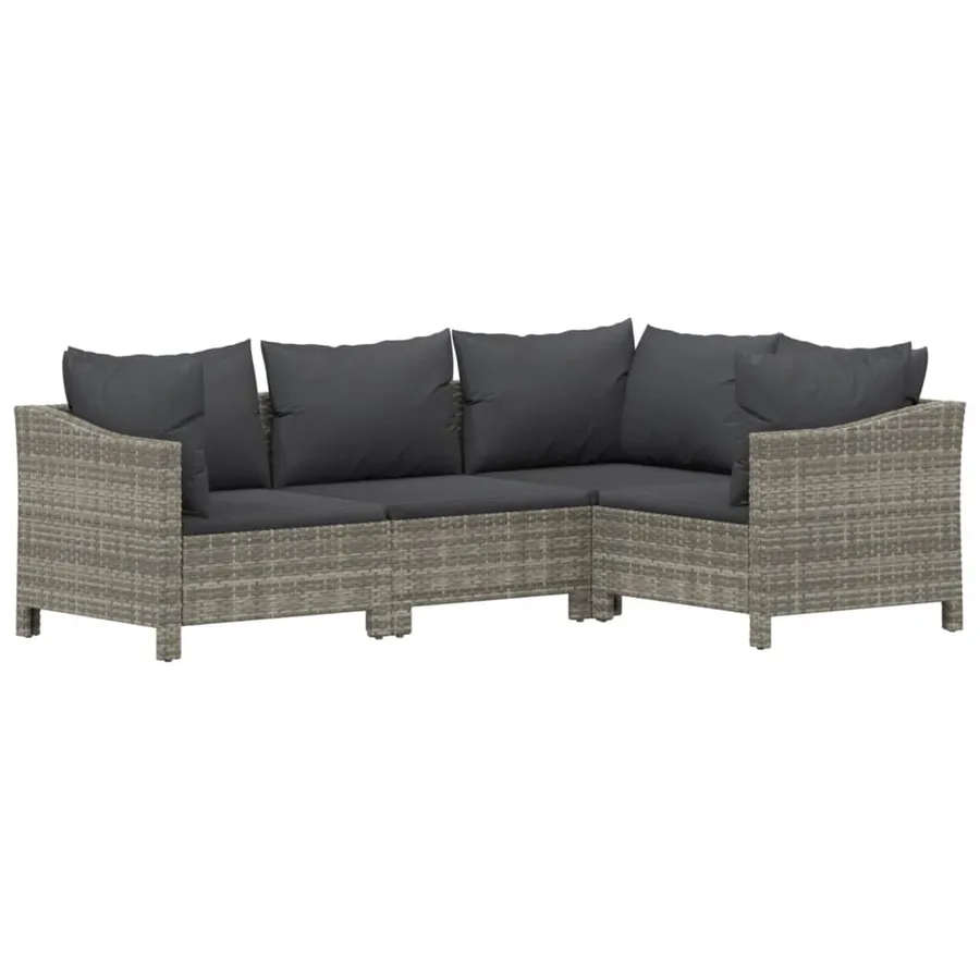 Salon de jardin 9 pcs avec coussins Gris Résine tressée - 5