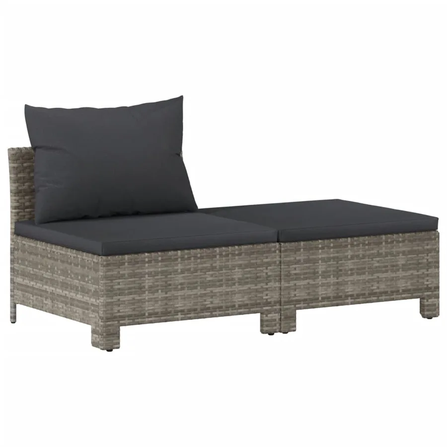 Salon de jardin 9 pcs avec coussins Gris Résine tressée - 6