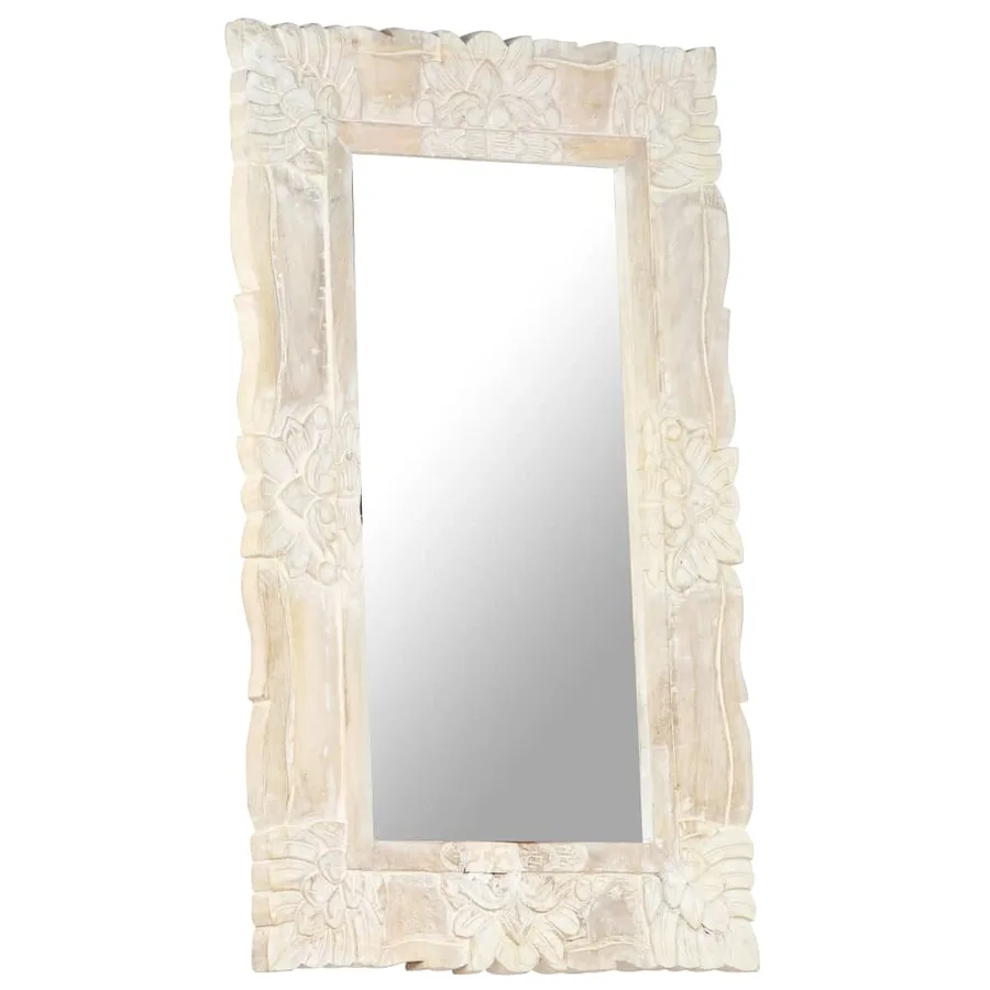 Miroir Blanc 80x50 cm Bois de manguier massif - 7