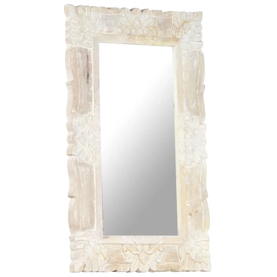 Miroir Blanc 80x50 cm Bois de manguier massif - 8