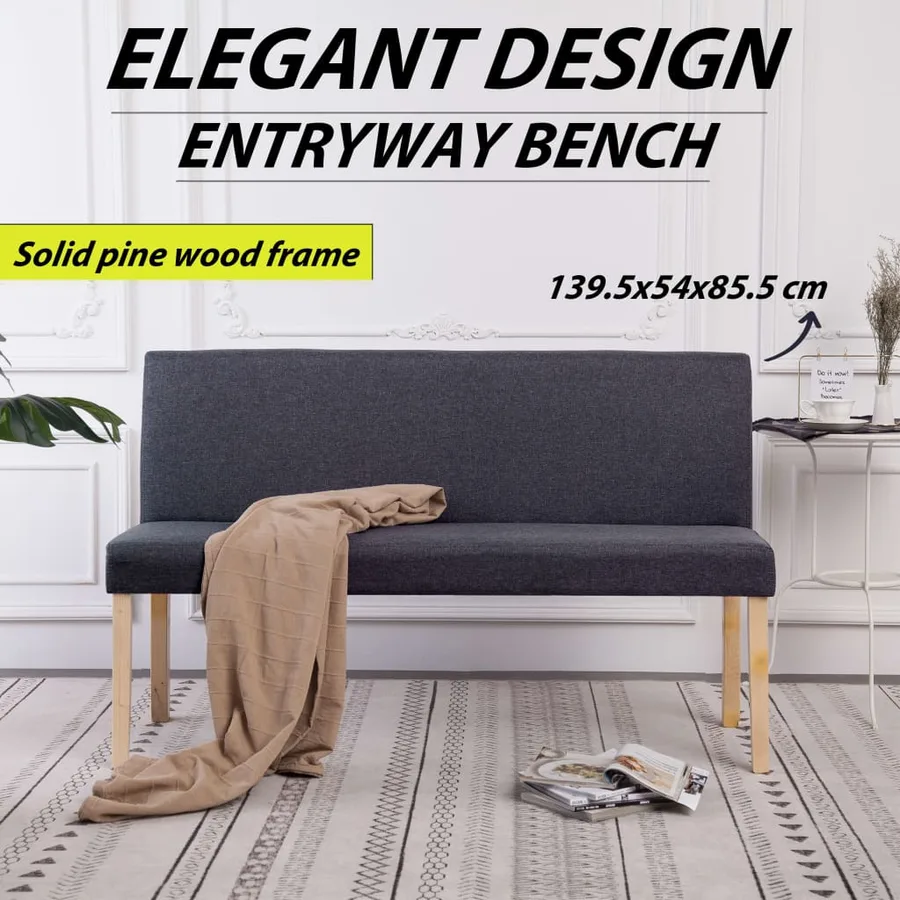 Banc 139,5 cm Gris foncé Polyester - 9