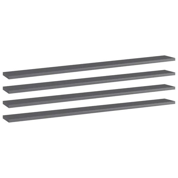 Panneaux bibliothèque 4pcs Gris brillant 100x10x1,5cm Aggloméré