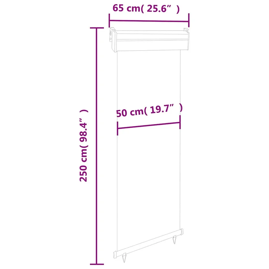 Auvent latéral de balcon 65x250 cm noir - 10