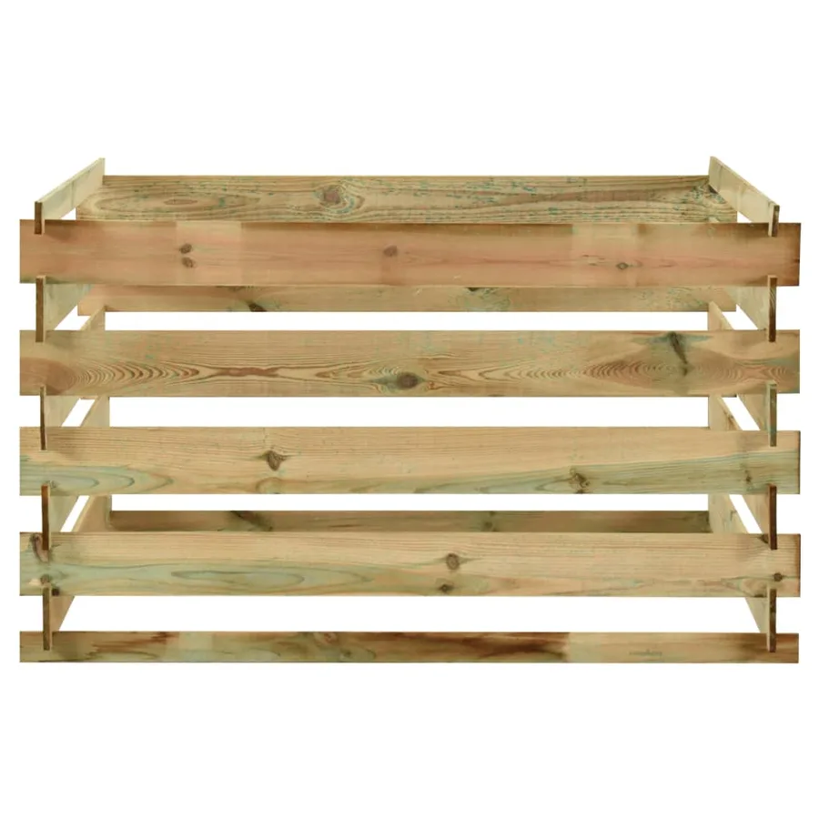 Composteur de jardin à lattes 120x120x70cm Bois de pin imprégné - 2