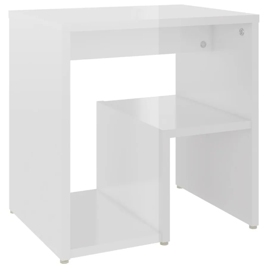 Table de chevet blanc brillant 40x30x40 cm bois d'ingénierie - 2