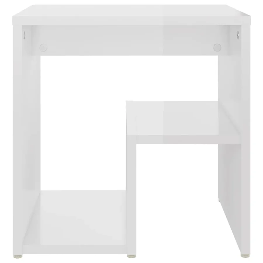 Table de chevet blanc brillant 40x30x40 cm bois d'ingénierie - 3