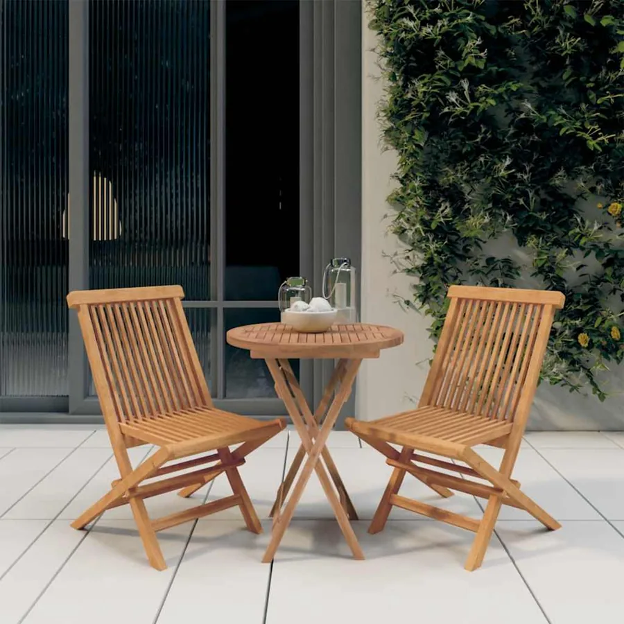 Ensemble à manger de jardin 3 pcs Bois de teck massif