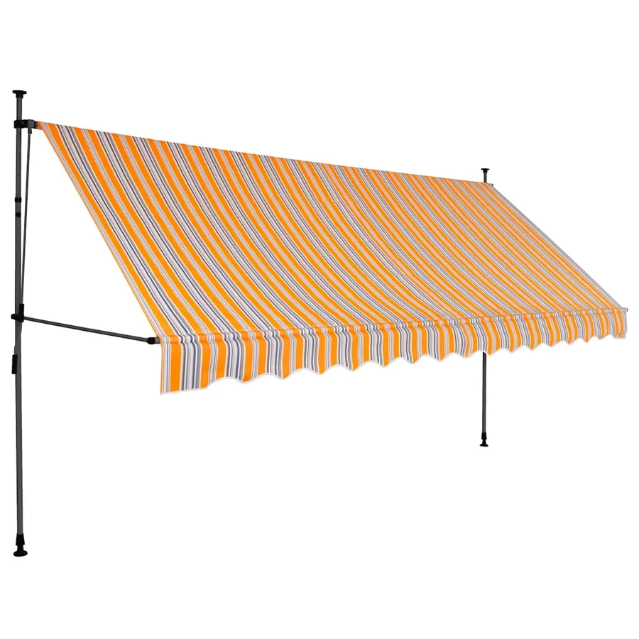 Auvent manuel rétractable avec LED 350 cm Jaune et bleu - 2