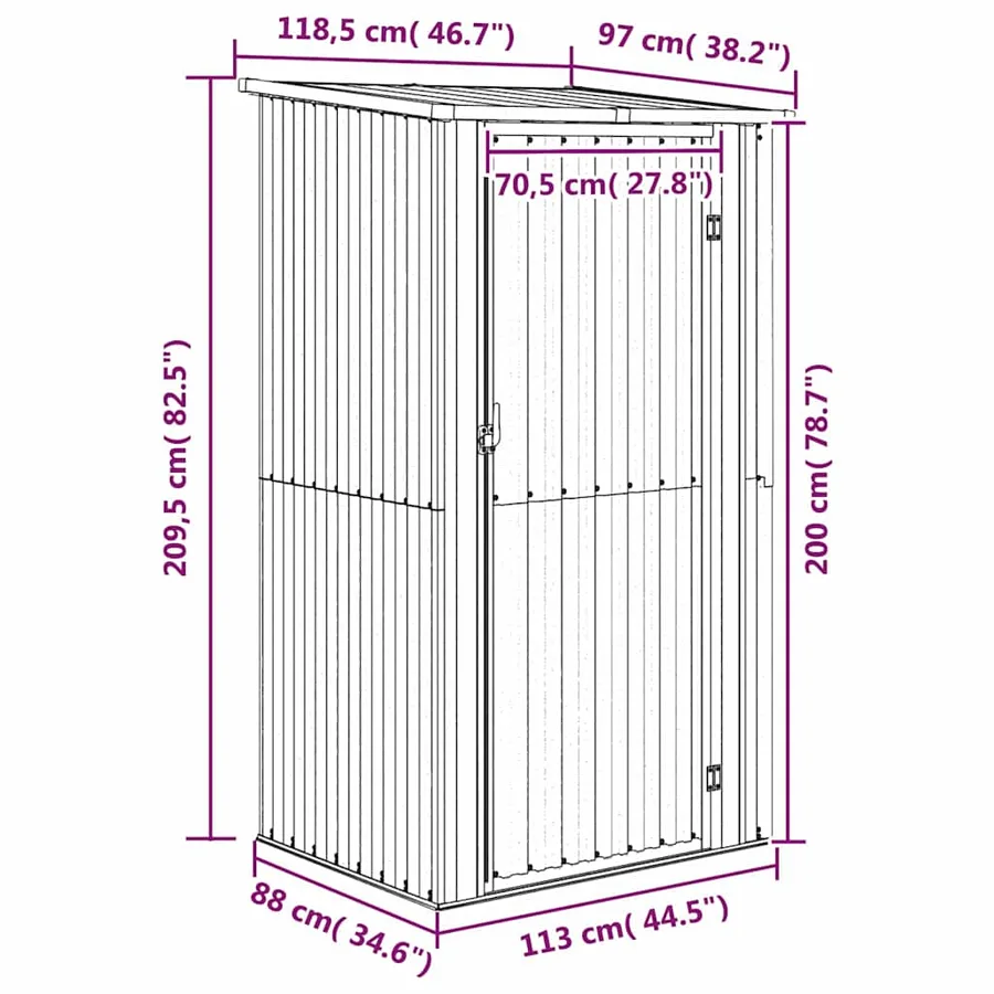 Abri de jardin vert 118,5 x 97 x 209,5 cm Acier galvanisé - 8