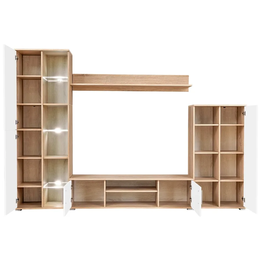 Meuble TV mural avec lumière LED Chêne sonoma et blanc - 3