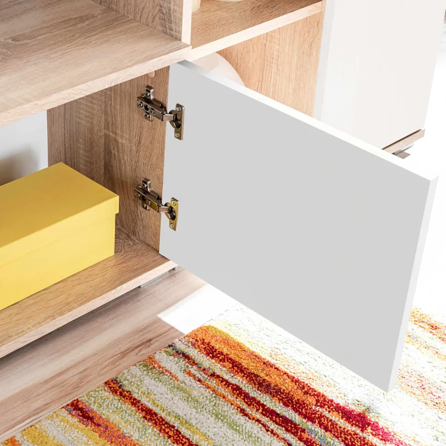 Meuble TV mural avec lumière LED Chêne sonoma et blanc - 8