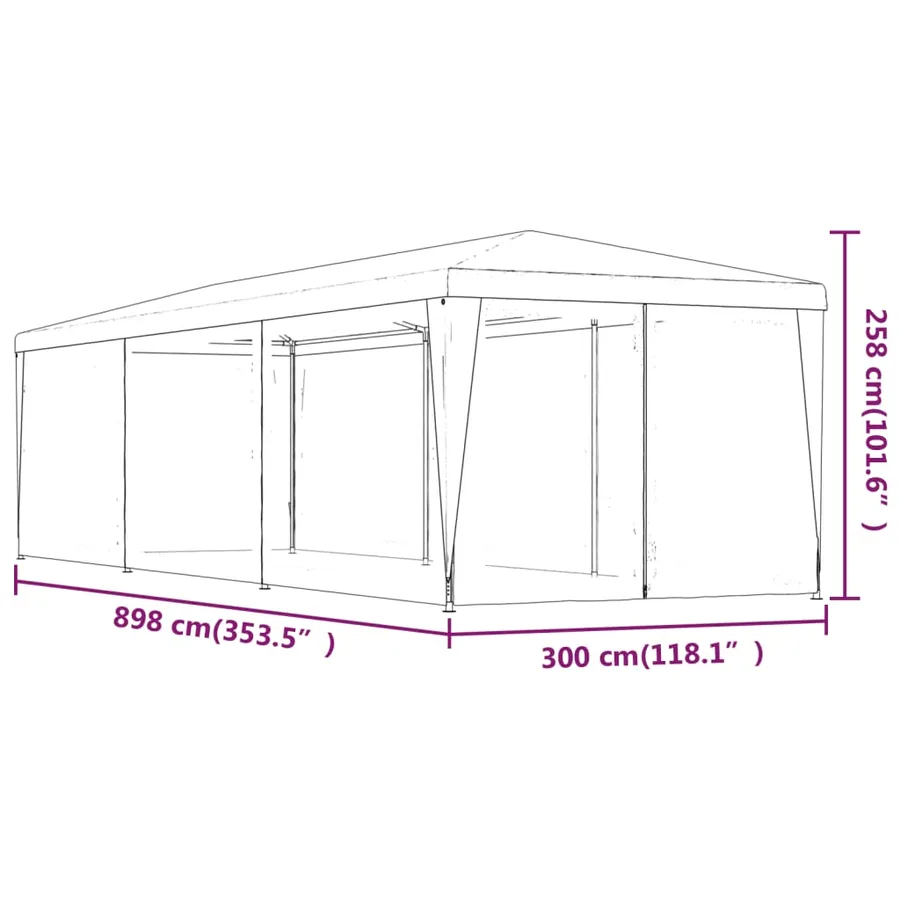 Tente de fête avec 8 parois latérales en maille Vert 3x9 m PEHD - 7