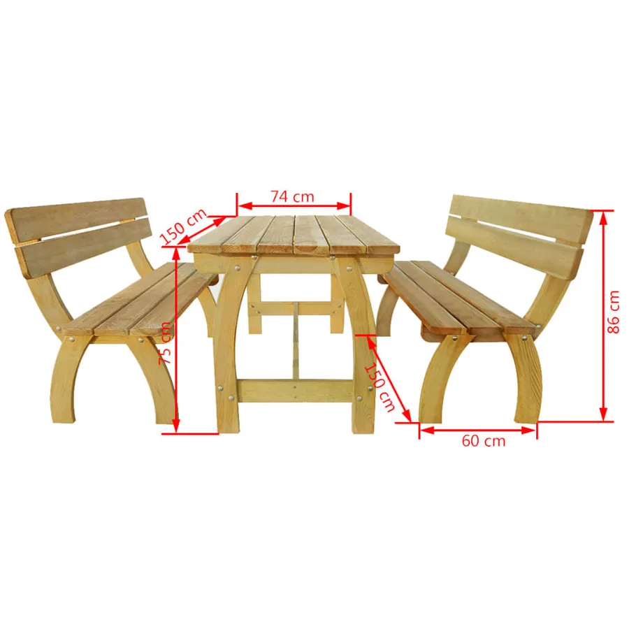 Table de brasserie avec 2 banquettes Pinède imprégnée - 4