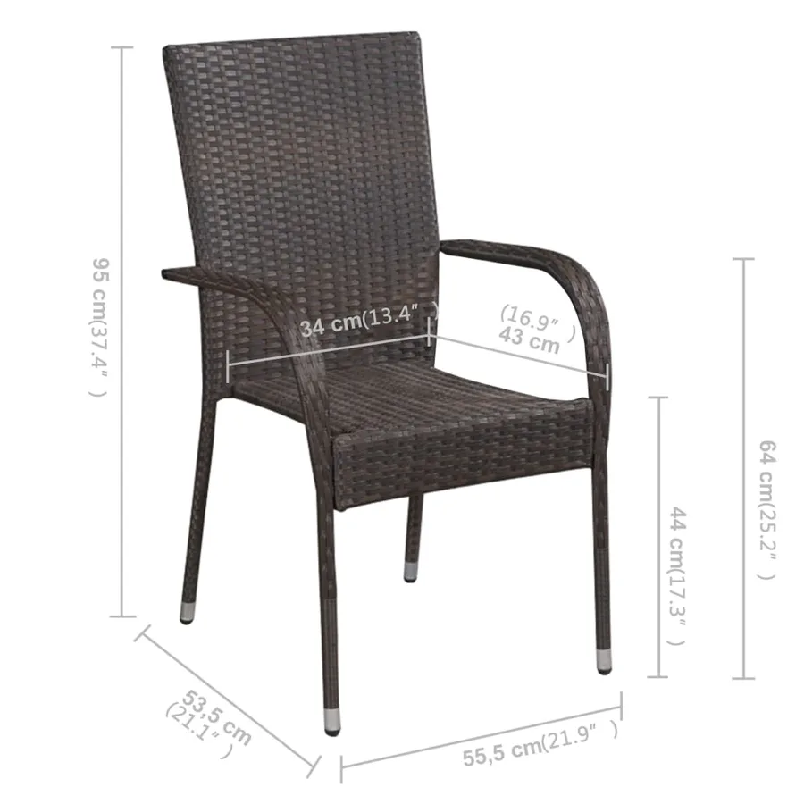 Ensemble à manger de jardin 7 pcs Marron - 11