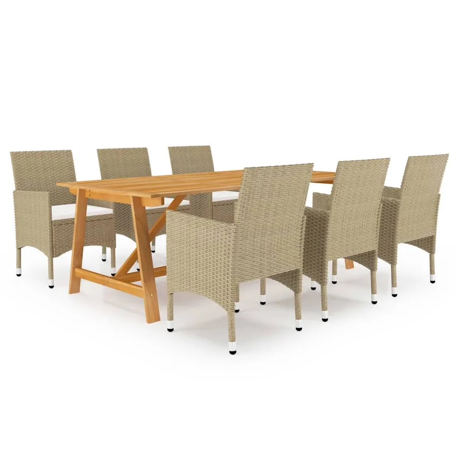 Ensemble à manger de jardin 7 pcs Beige