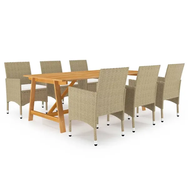 Ensemble à manger de jardin 7 pcs Beige