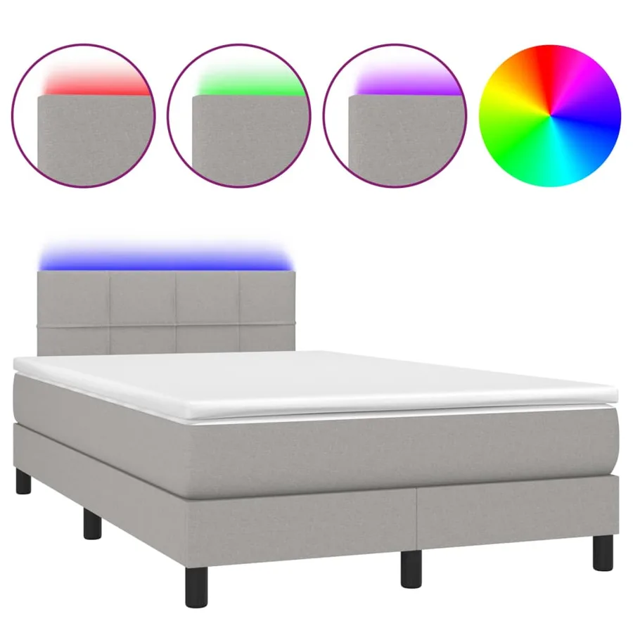 Sommier à lattes de lit matelas LED Gris clair 120x200 cm Tissu - 2