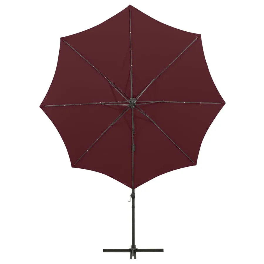Parasol de jardin en porte-à-faux avec mât et lumières LED - 6