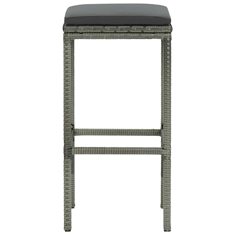Tabourets de bar avec coussins lot de 4 gris résine tressée - 4